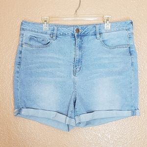 Fashion Nova High Waisted Light Denim Shorts - Size 14